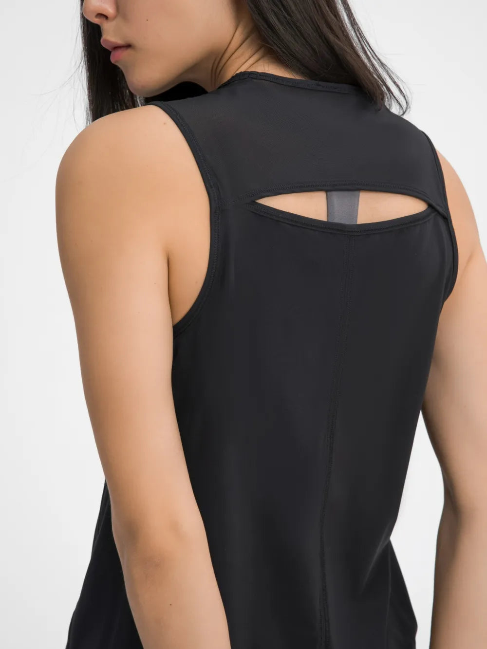 Millennia Cutout Back Round Neck Active Tank - Lilixa.store