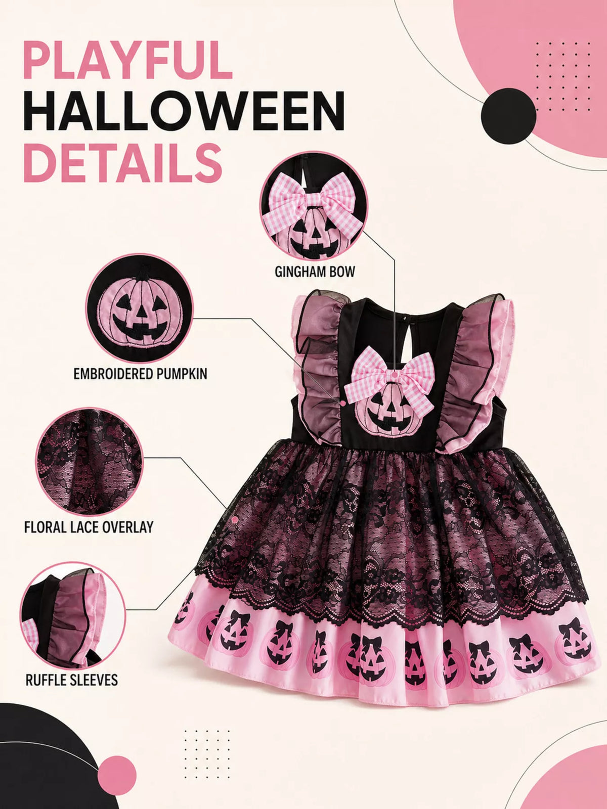 Children's Halloween Lolita Style Pumpkin Print Dress - Lilixa.store