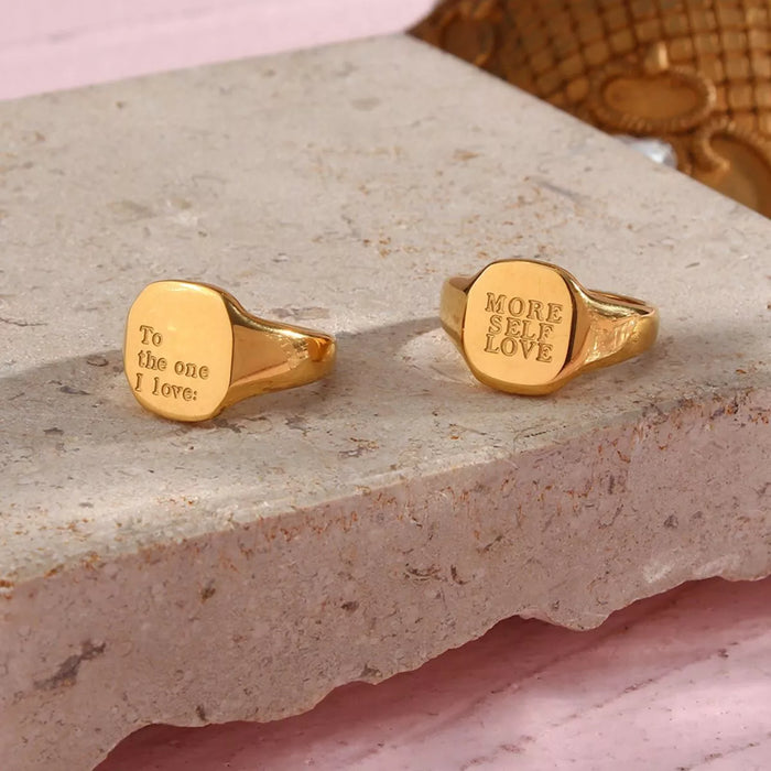 18K Gold-Plated Letter Signet Ring