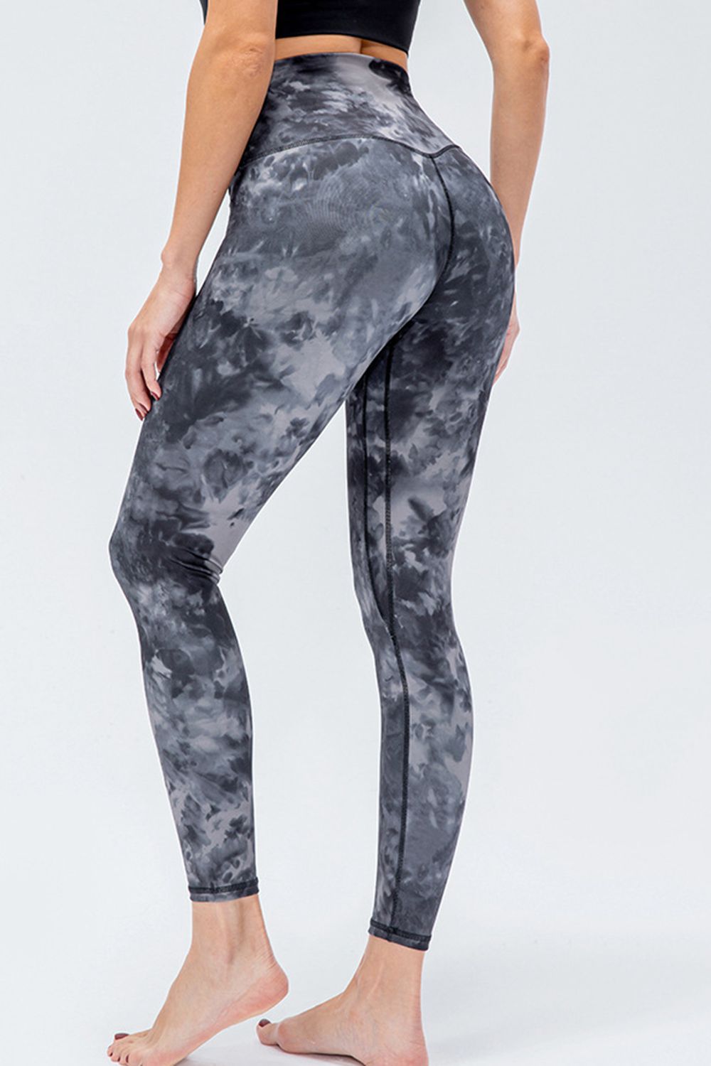 Wide Waistband Slim Fit Active Leggings in Gray