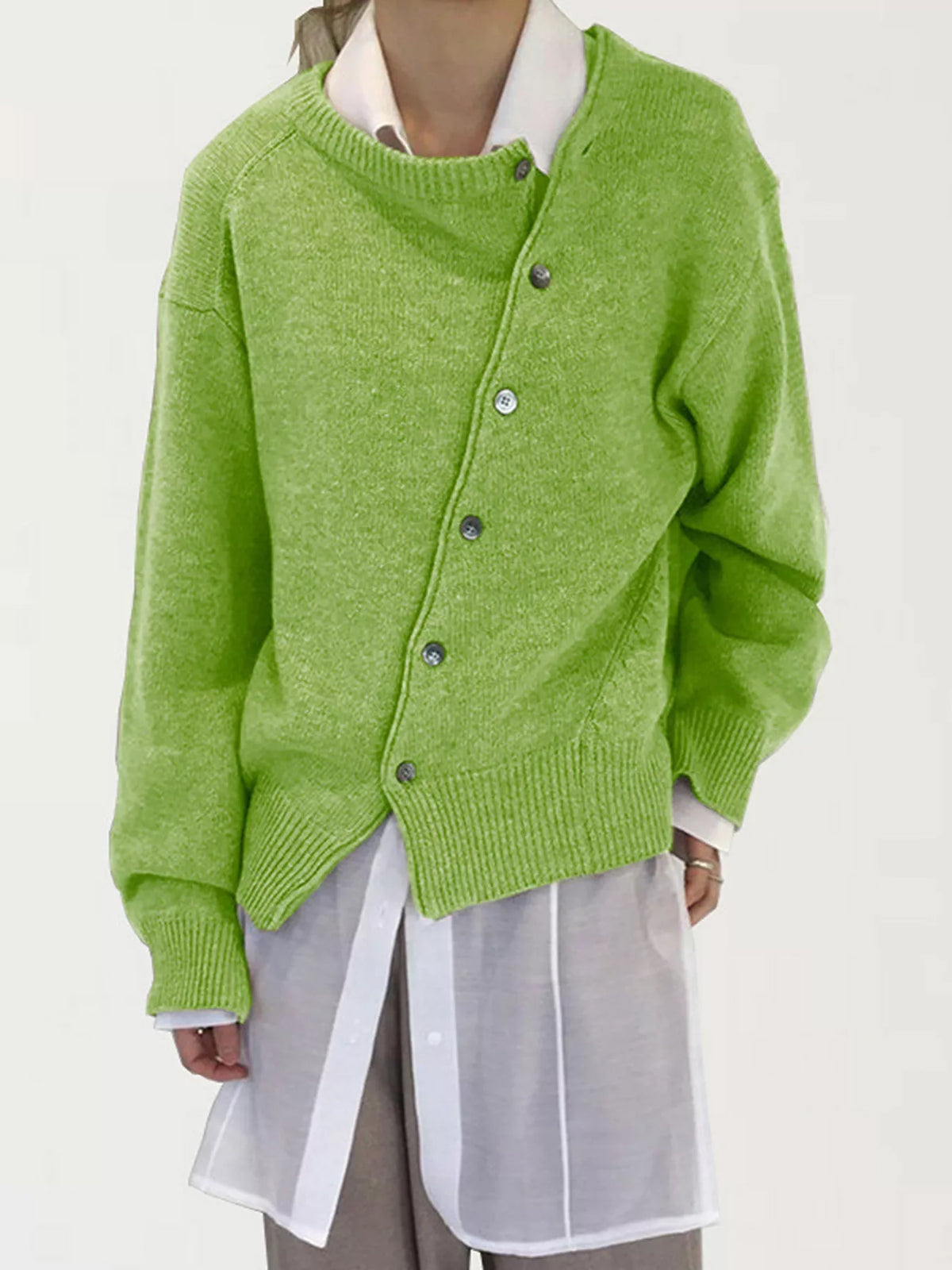 Asymmetric Button-Down Sweater