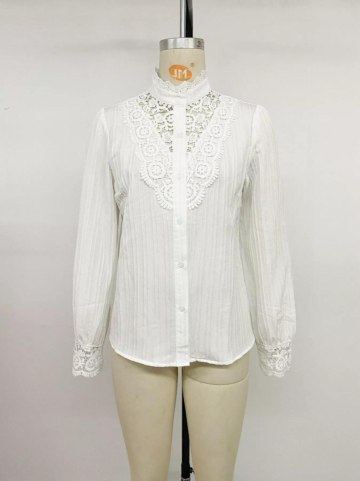 Lace Detail Long Sleeve Shirt - Lilixa.store