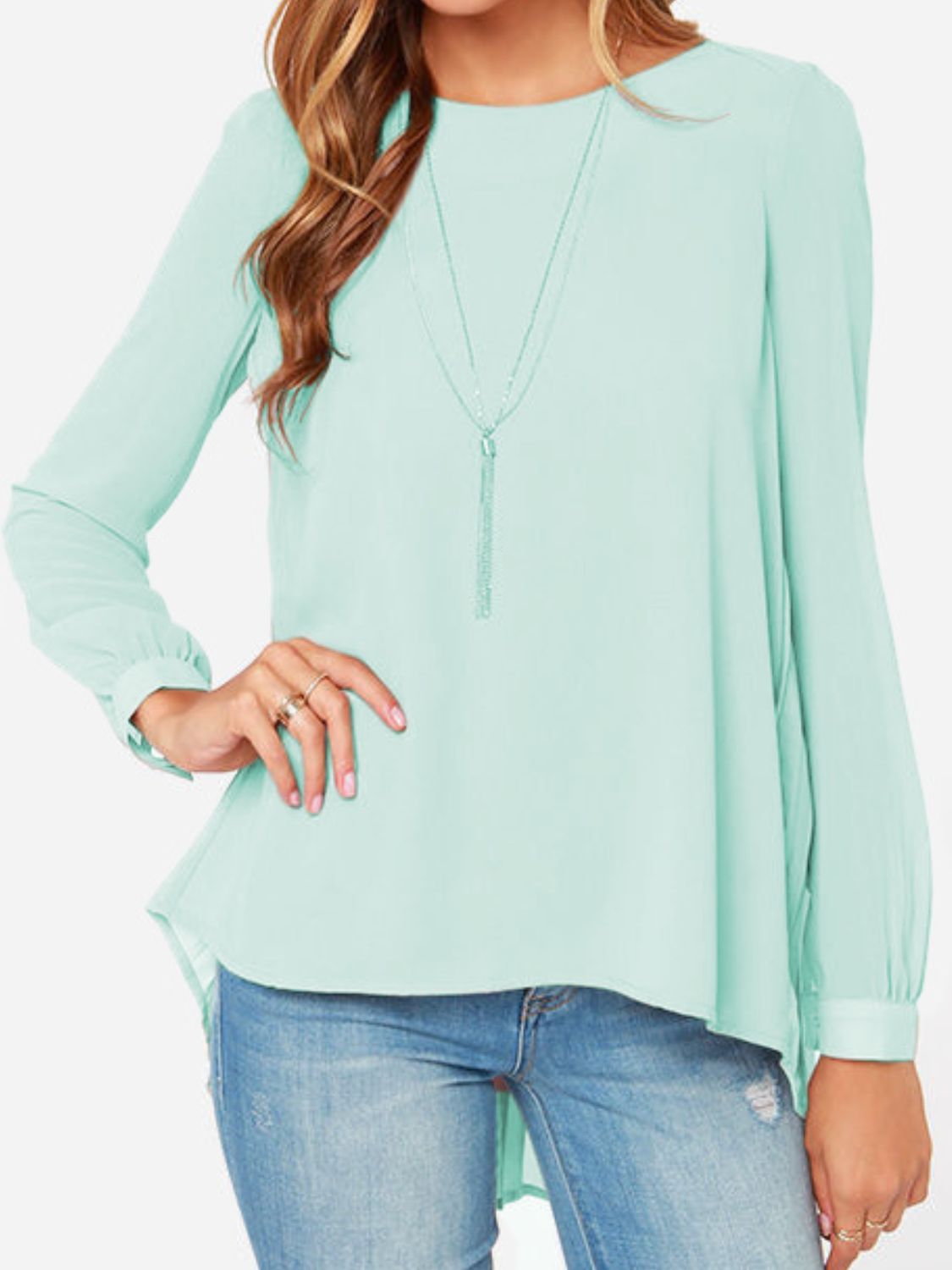 Ivy Lane Full Size Round Neck Back Pleated Blouse, view 2