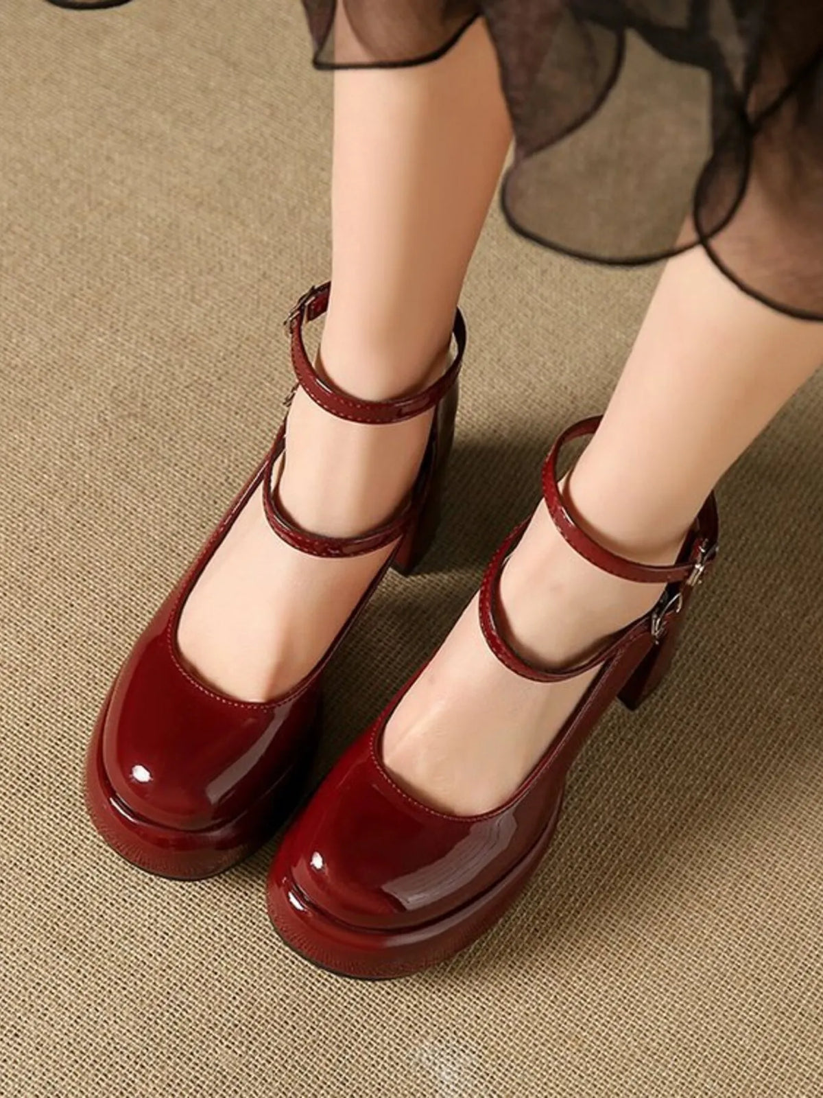 Patent Leather Mary Jane Platform Pumps - Lilixa.store