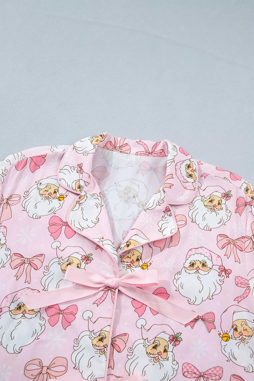 Santa Print Paneling Shift Silhouette Short Sleeve Lounge Set - Lilixa.store