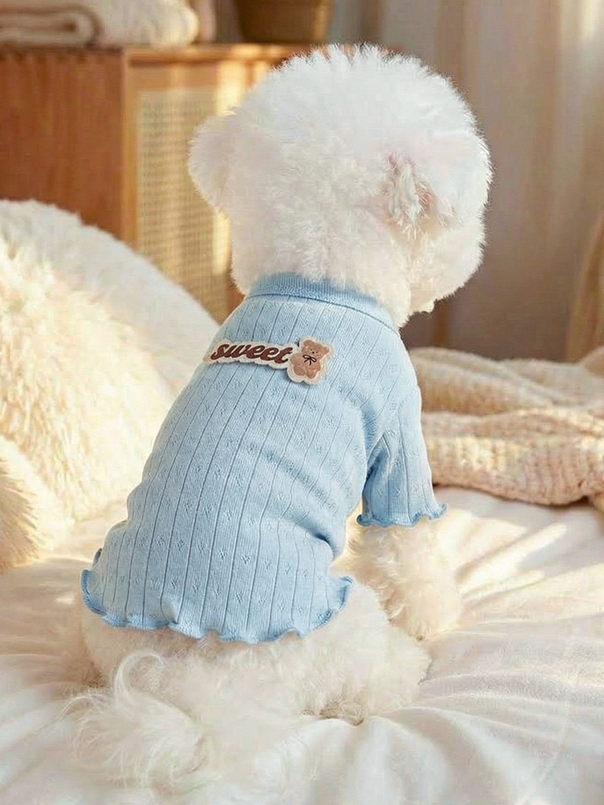 Sweet Bear Patch Ribbed Pet Top - Lilixa.store