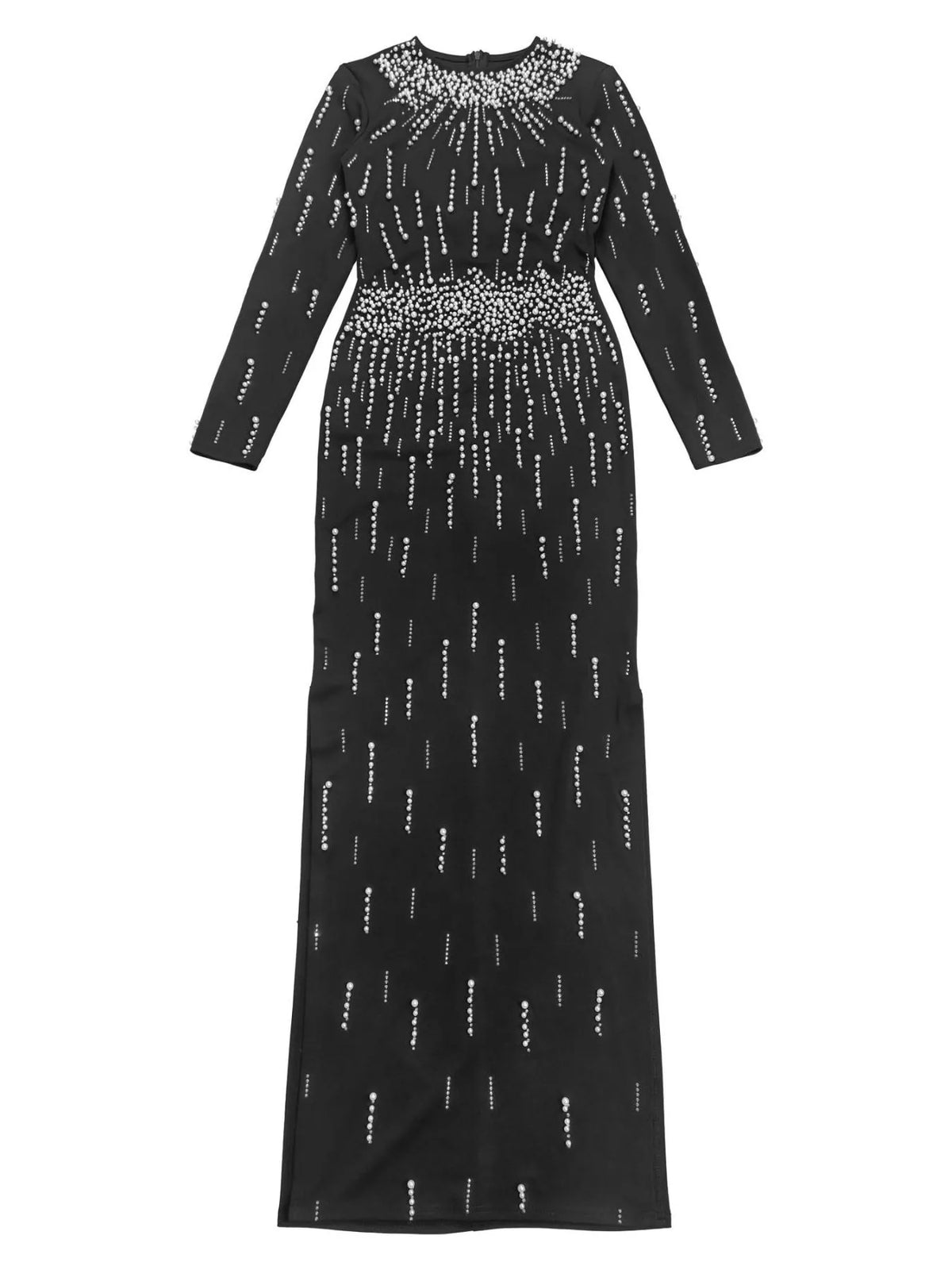 Pearl Detail Long Sleeve Maxi Dress