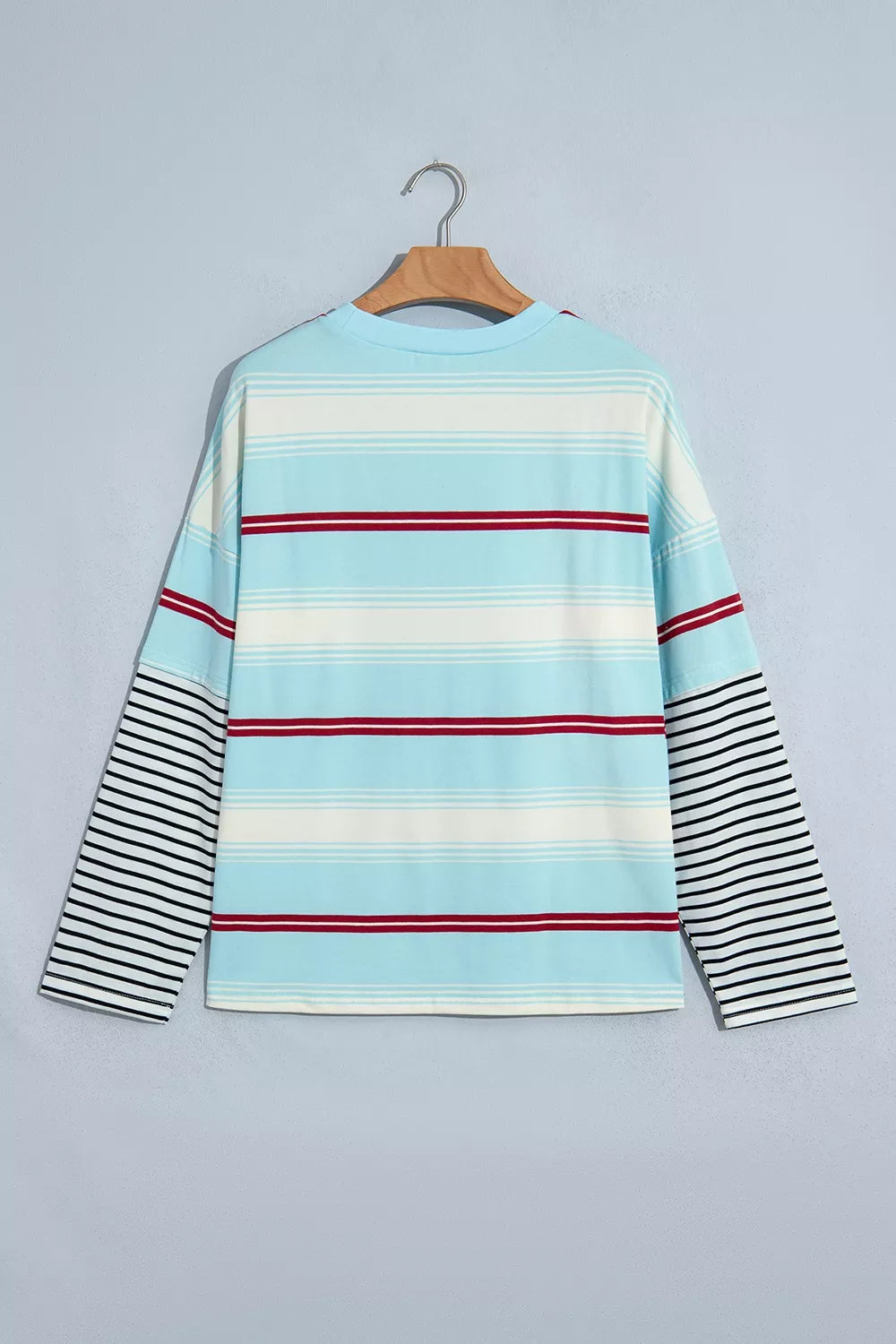 Stripe Casual Striped Patchwork Long Sleeve Loose Pullover Top