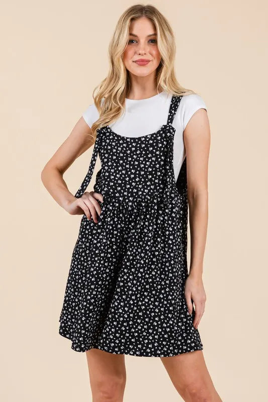 BOMBOM Floral Print Overalls with Pockets - Lilixa.store