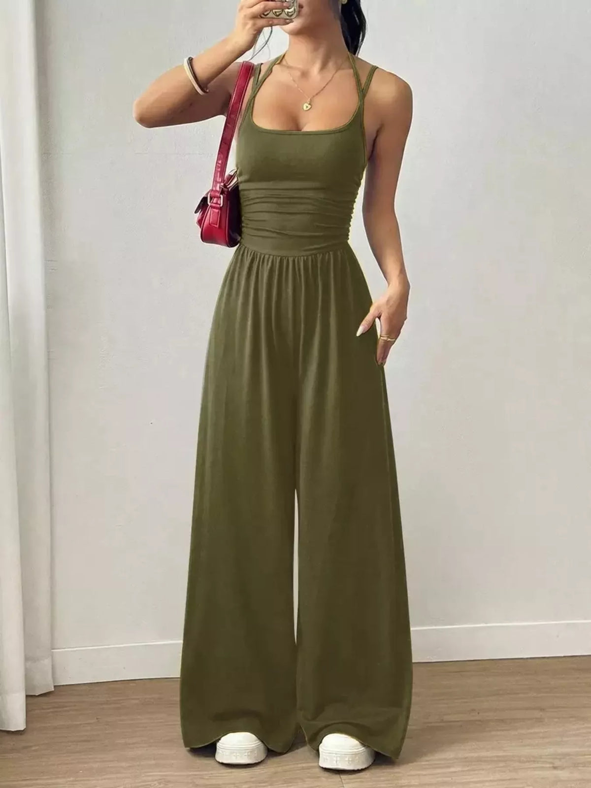 Spaghetti Strap Wide Leg Jumpsuit - Lilixa.store
