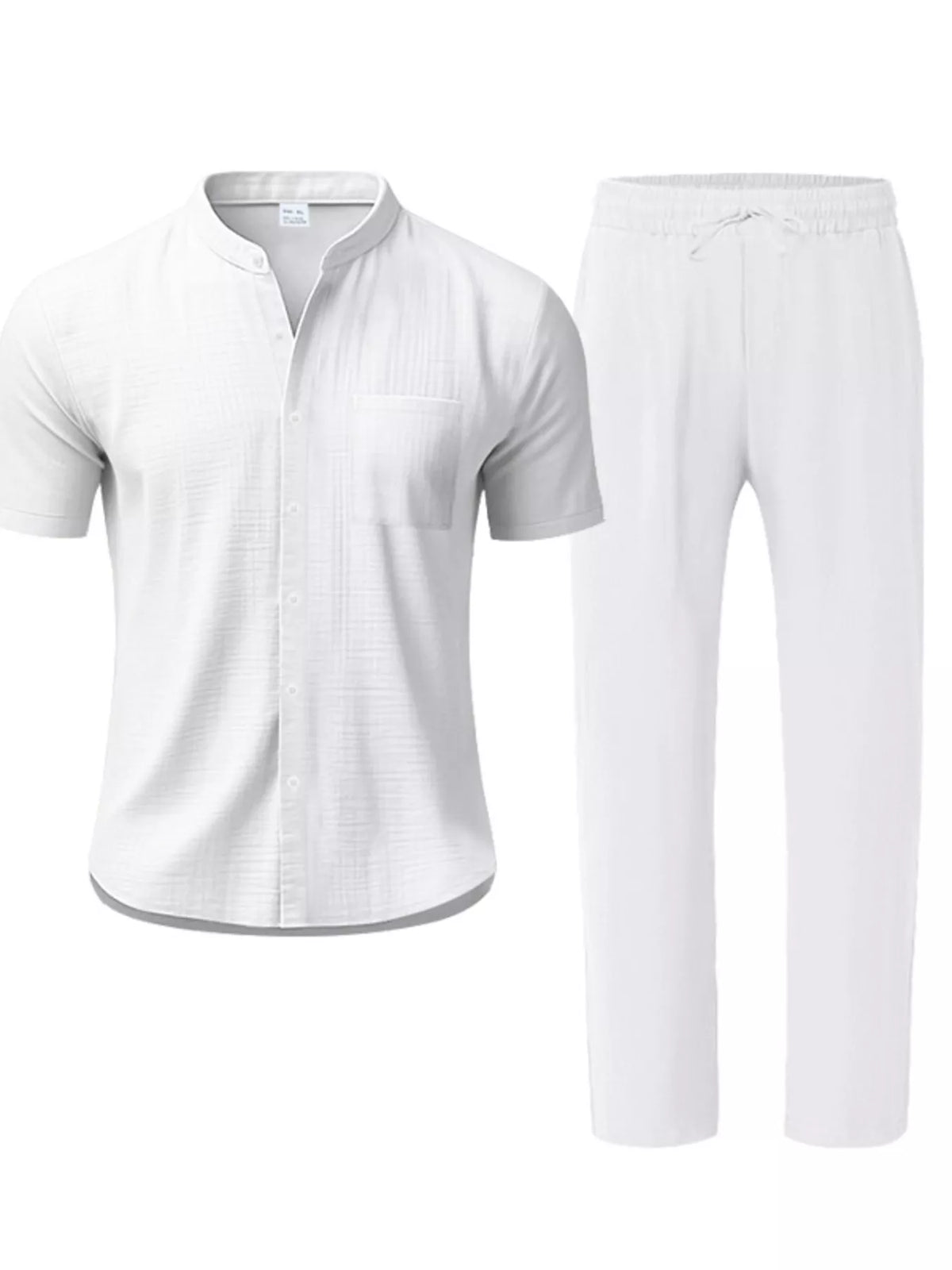 Men's Full Size Casual Button Up Short Sleeve Shirt and Pants Set Plus Size - Lilixa.store