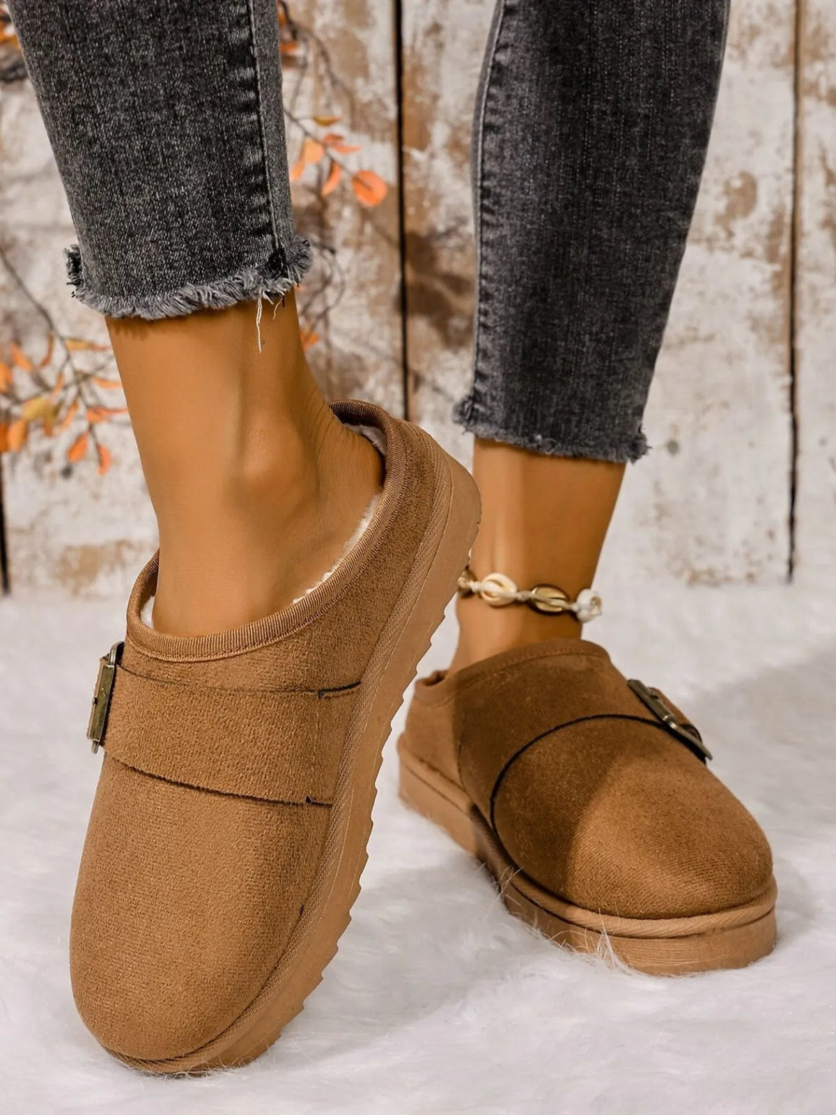Cozy Buckle Suede Winter Slippers - Lilixa.store