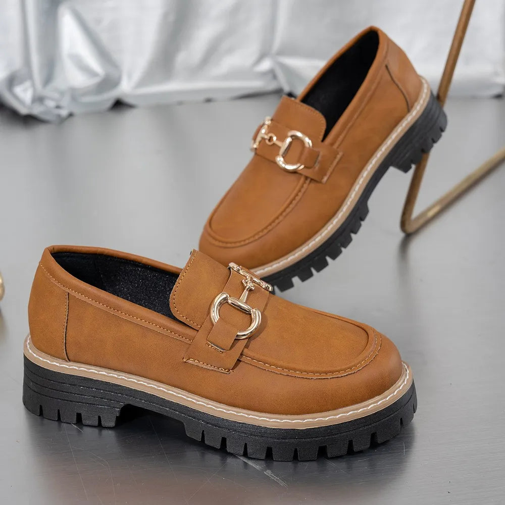 Round Toe Platform Loafers, view 2