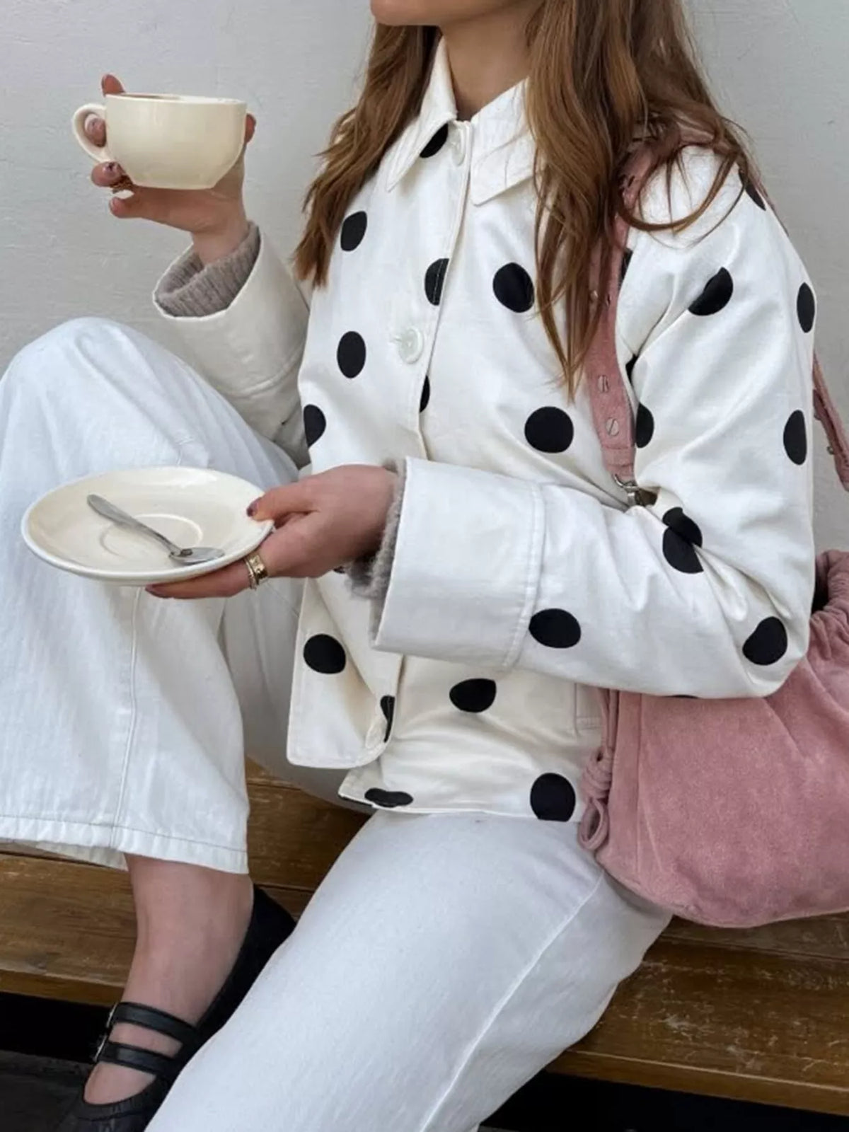Polka Dot Button-Down Jacket