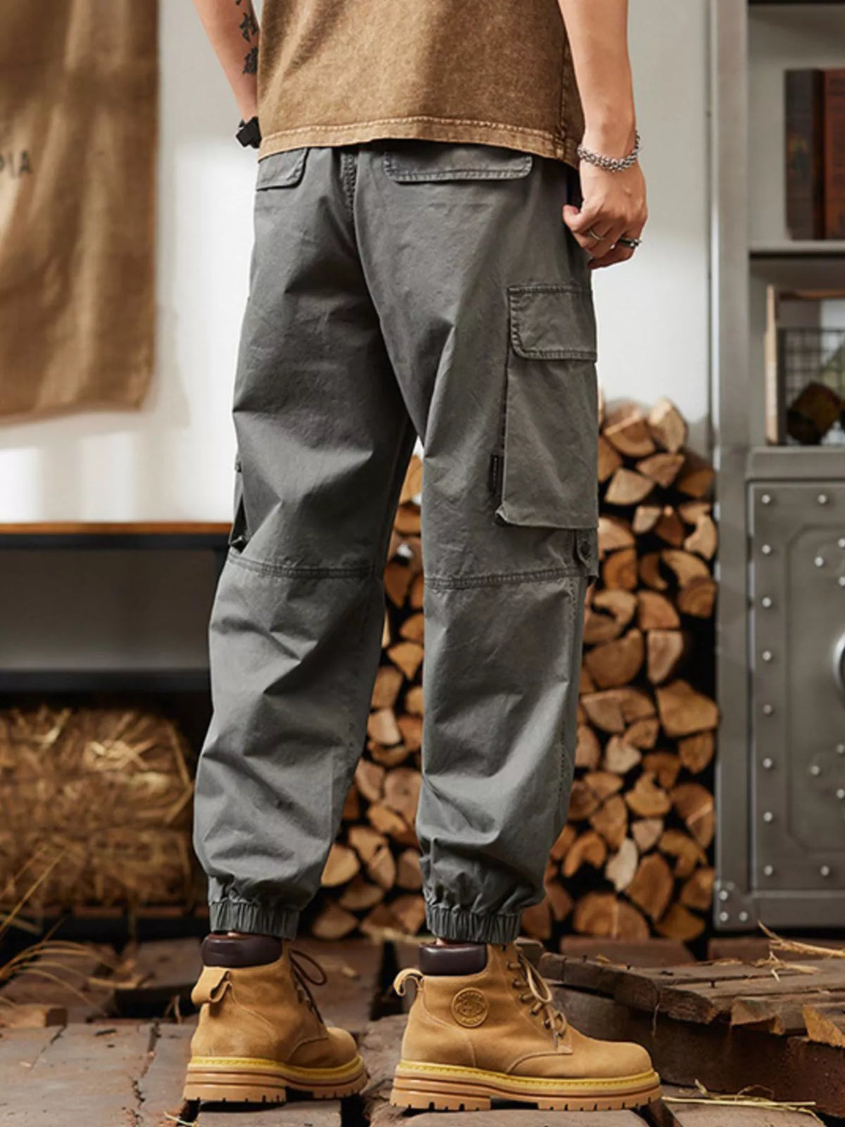 Men's Plus Size Relaxed Fit Multi-Pocket Cargo Pants, view 3