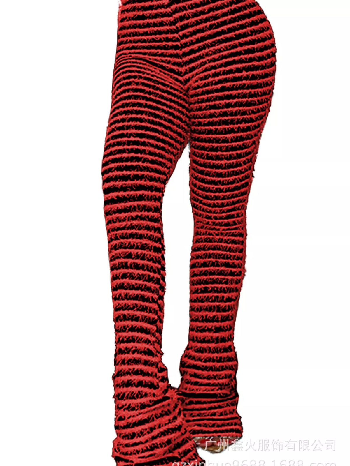 Striped Fuzzy Textured Knit Pants, view 9