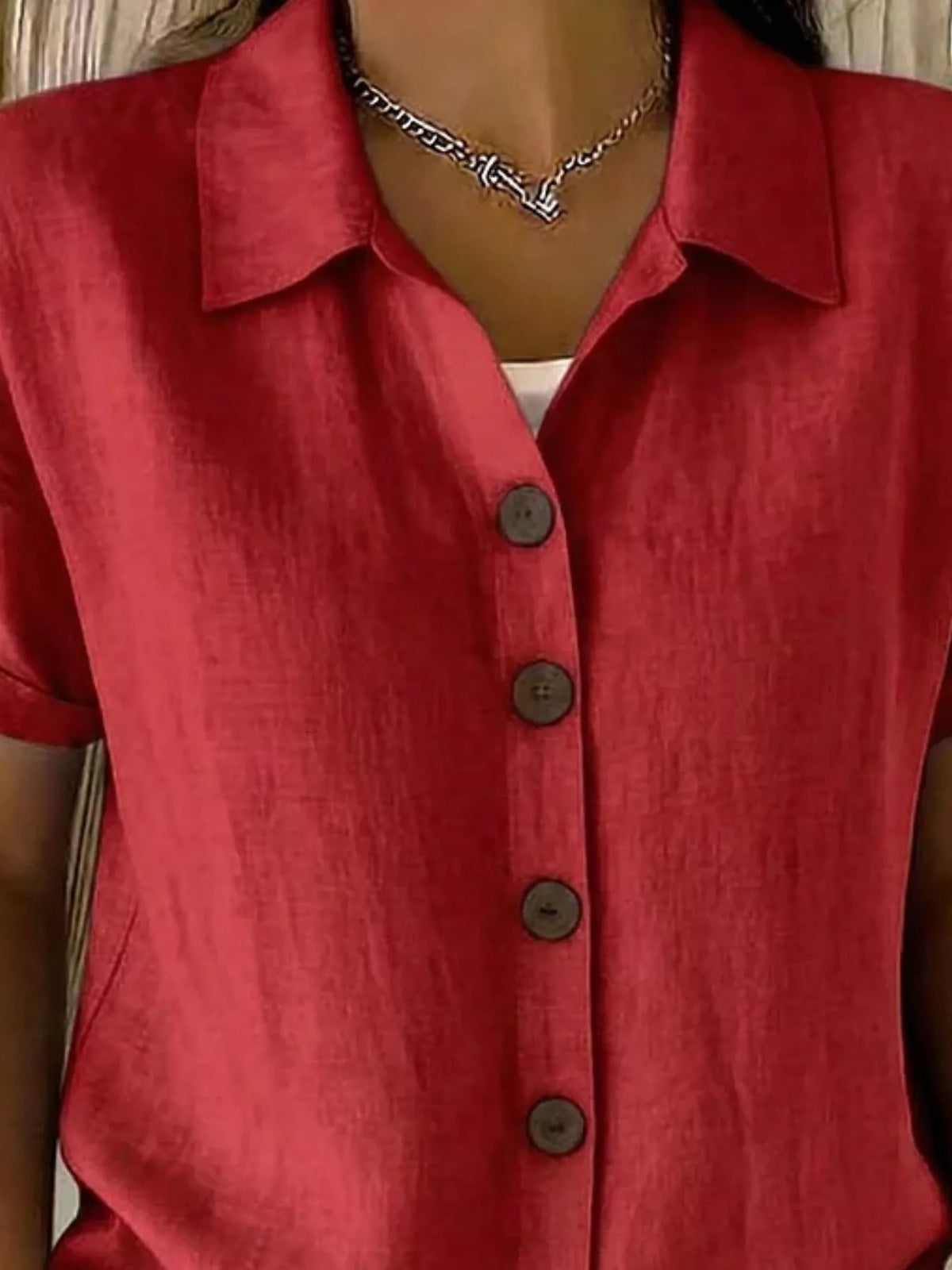 Full Size Button-Down Short Sleeve Shirt Plus Size - Lilixa.store