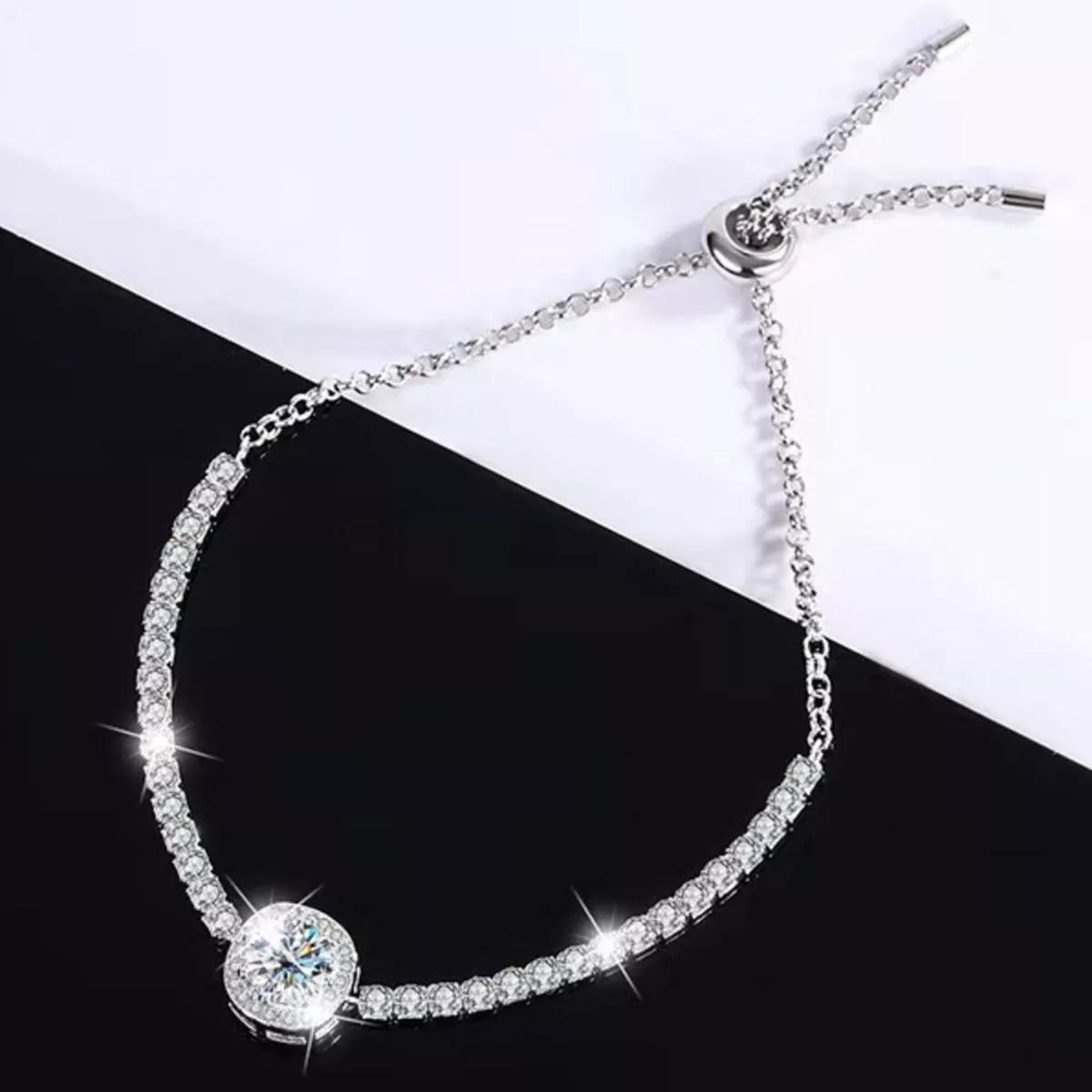 1 Carat Moissanite 925 Sterling Silver Chain Bracelet - Lilixa.store