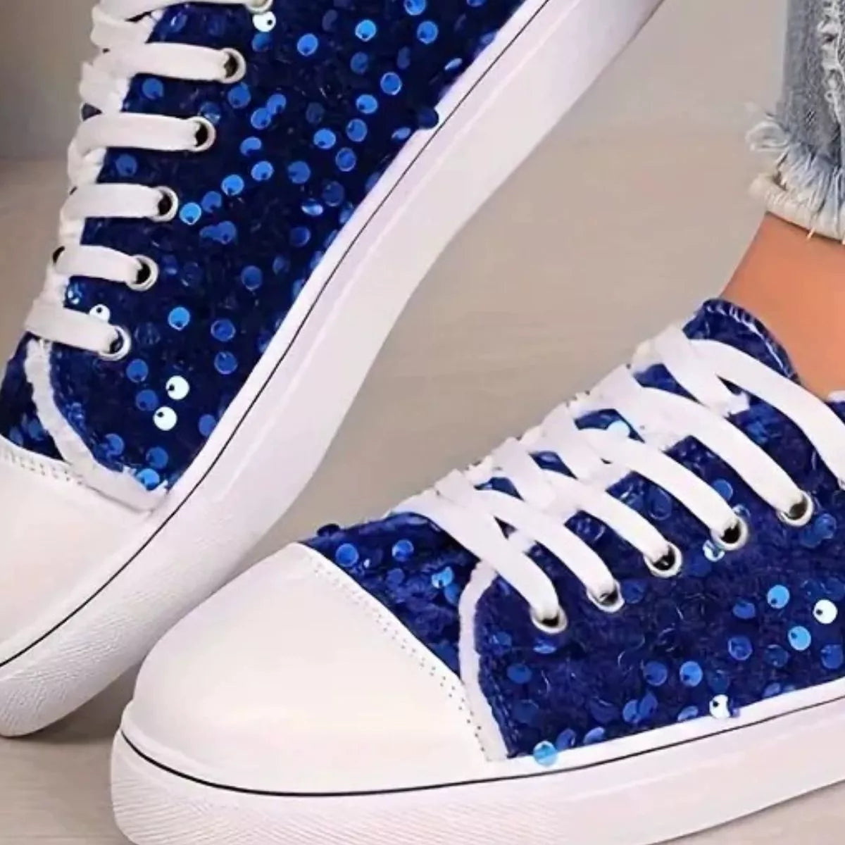 Sparkling Sequin Low-Top Sneakers - Lilixa.store