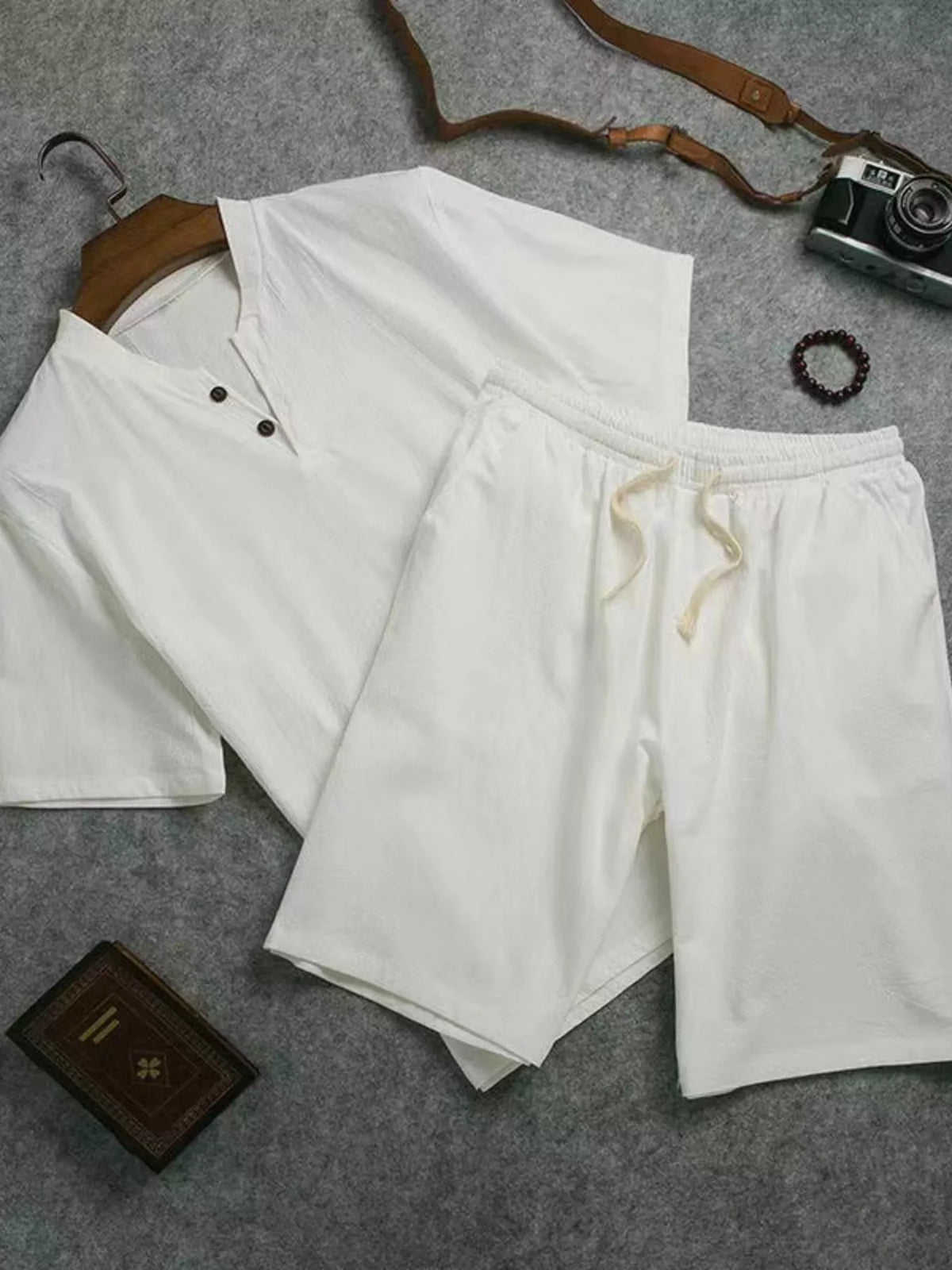 Men's Plus Size Short Sleeve Top and Shorts Set - Lilixa.store