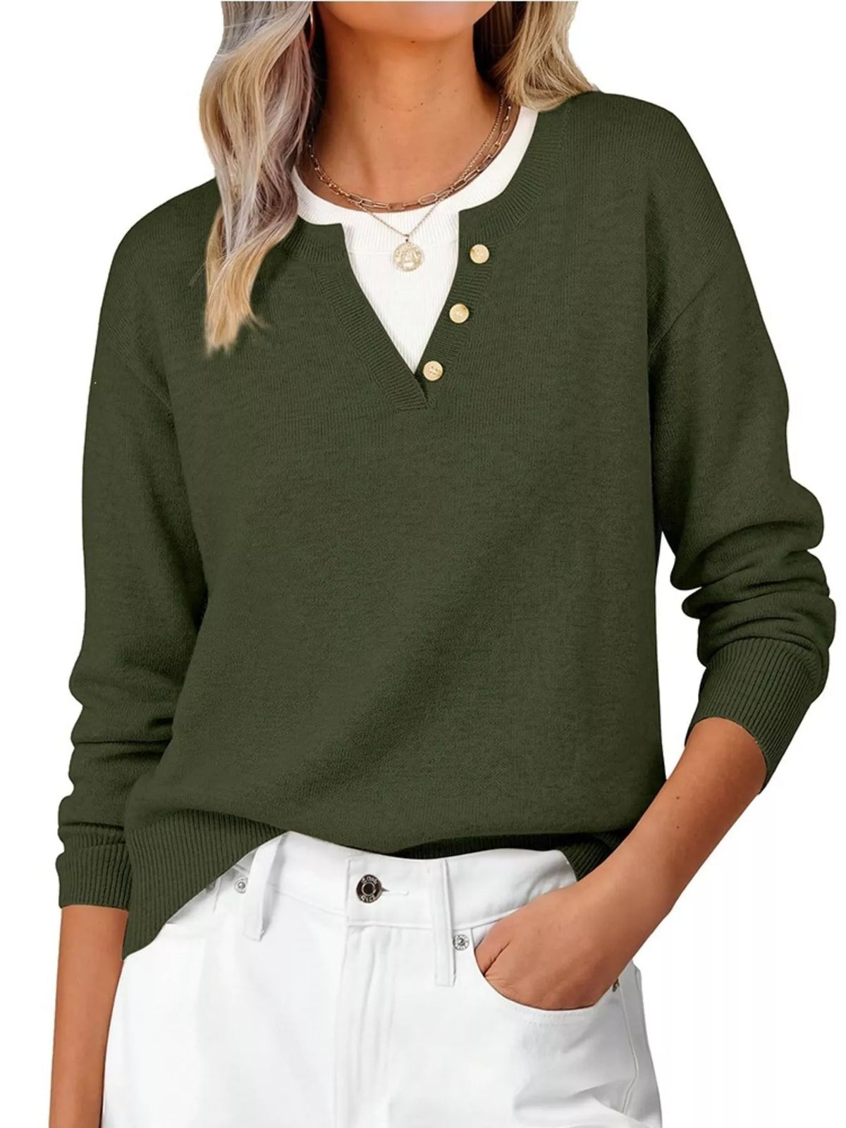 Long Sleeve Dropped Shoulder Sweater