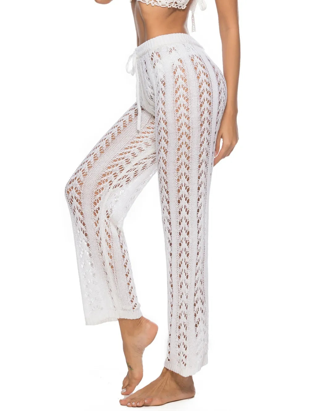 Cutout Drawstring High Waist Swim Pants - Lilixa.store