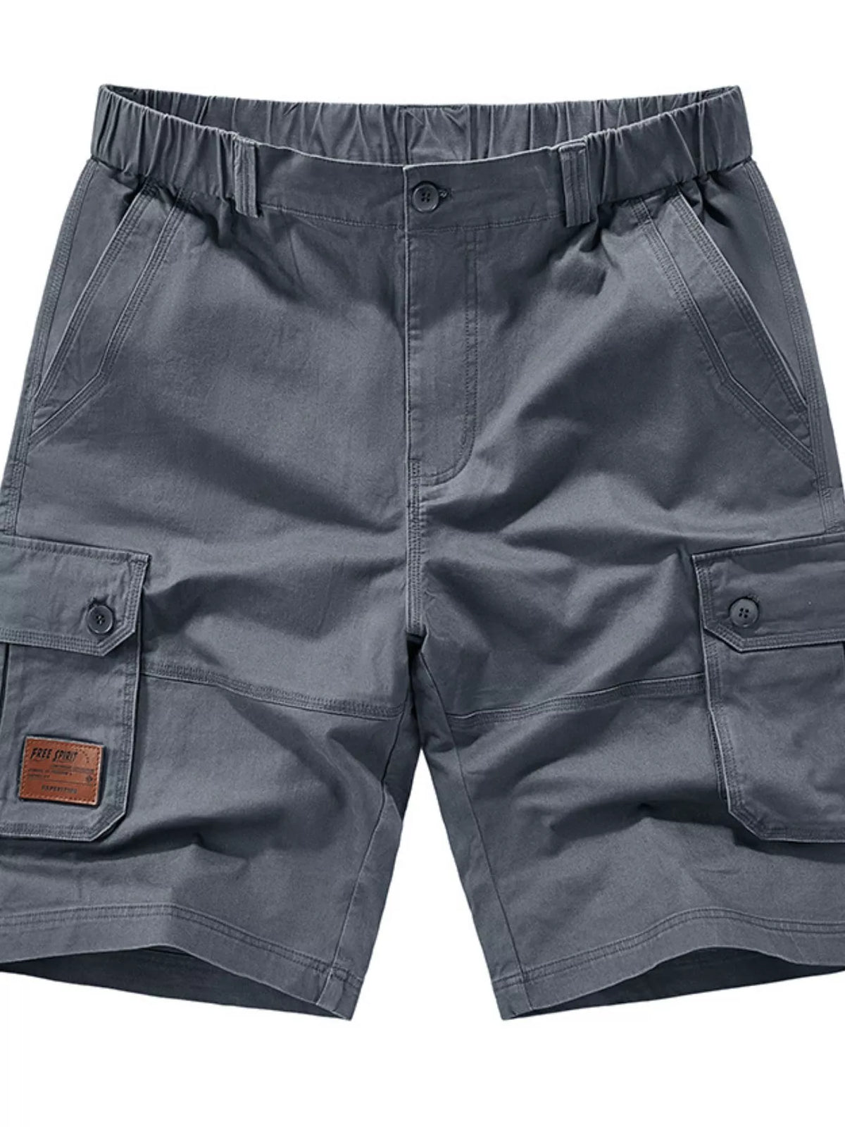 Men's Plus Size Pocketed Elastic Waist Shorts in Dark Gray