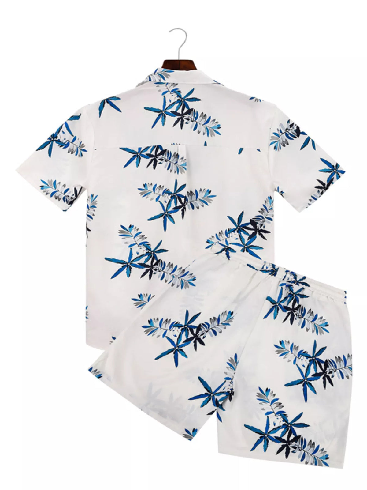 Men's Full Size Tropical Print Short Sleeve Shirt and Shorts Set Plus Size - Lilixa.store