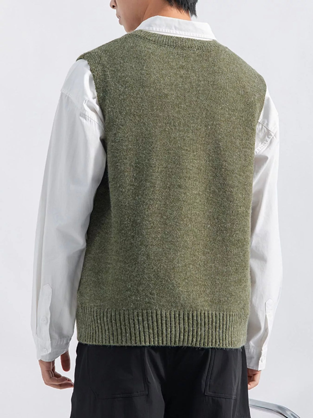 Men's Plus Size Ribbed Hem Sweater Vest - Lilixa.store