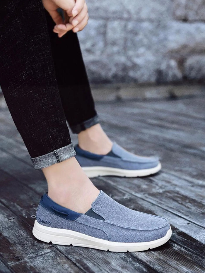 Men's Canvas Slip-On Loafers in Blue