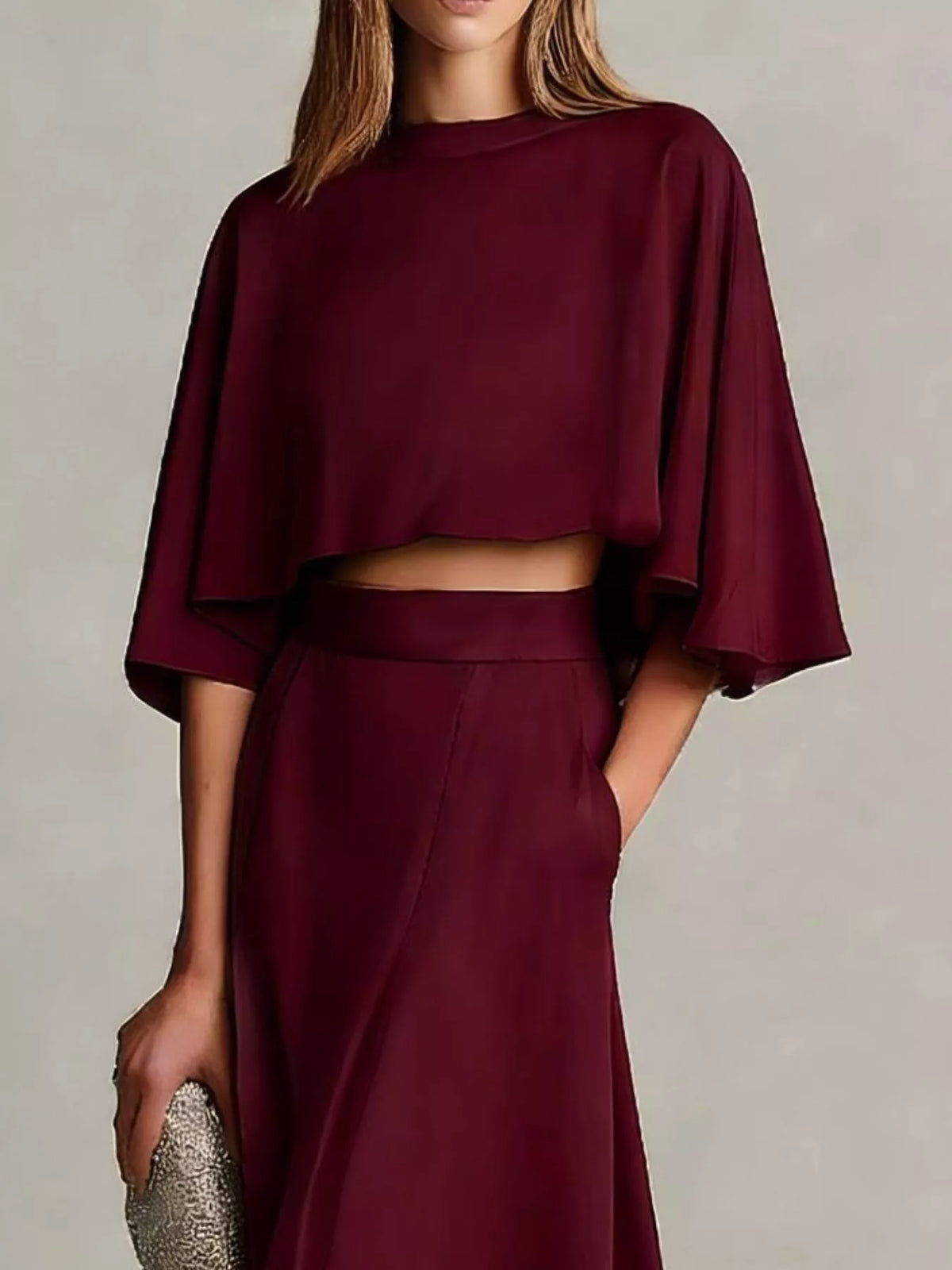 Full Size Satin Crop Top and Maxi Skirt Two-Piece Set Plus Size - Lilixa.store