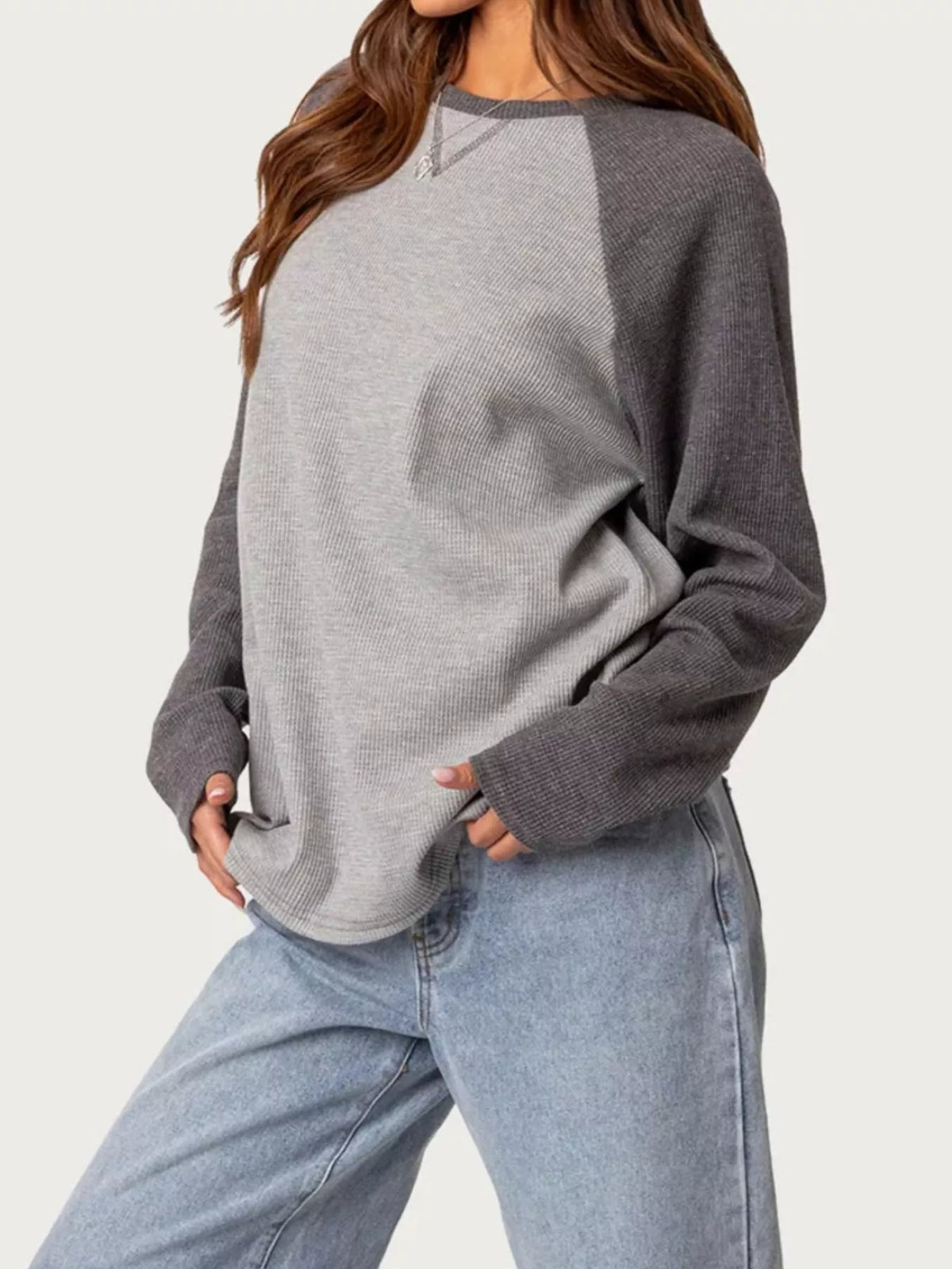 Color-Block Raglan Long Sleeve T-Shirt