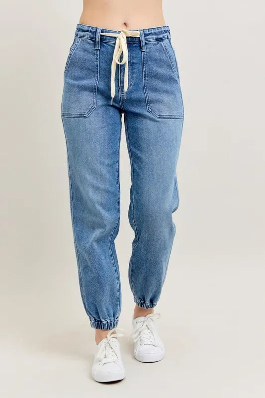 Judy Blue Full Size High Waist Denim Jogger Plus Size - Lilixa.store