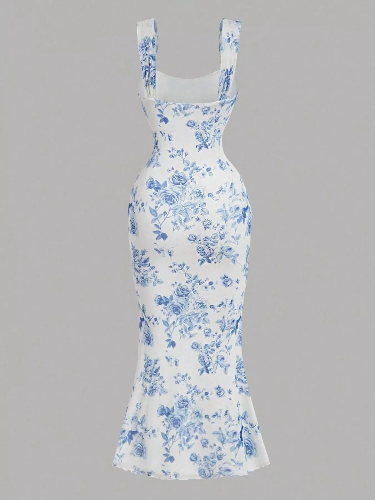 Floral Print Bodycon Midi Dress in Blue, view 2
