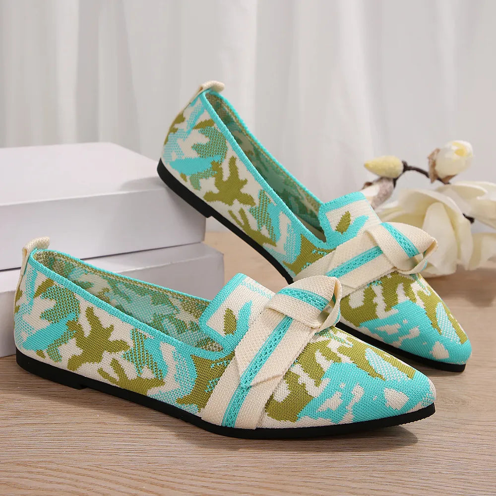 Mesh Point Toe Flat Slip-Ons in Gum Leaf