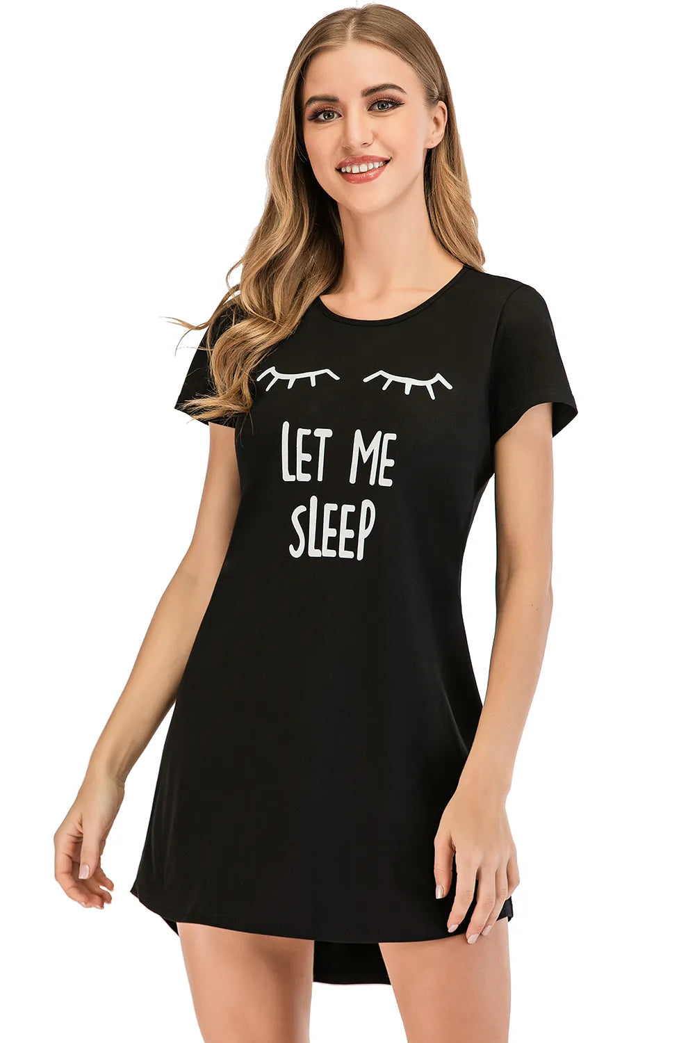 Graphic Round Neck Short Sleeve Lounge Dress - Lilixa.store
