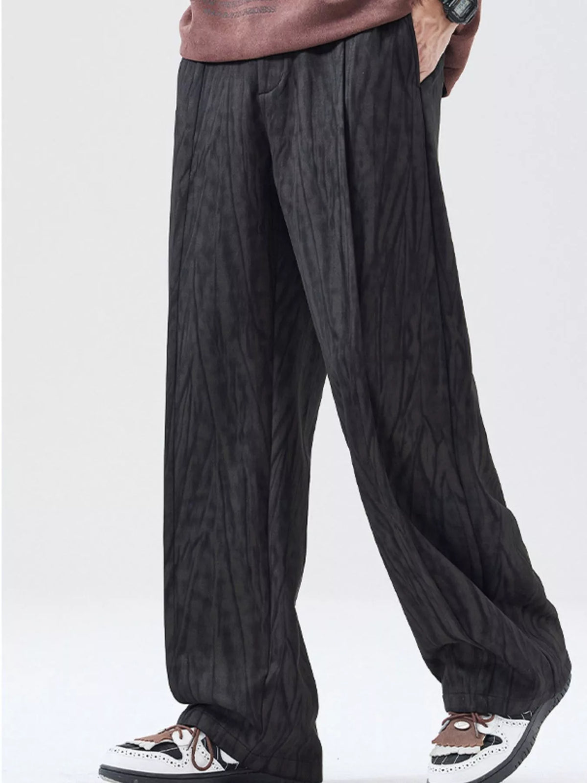 Men's Full Size Wide Leg Casual Pants Plus Size in Black