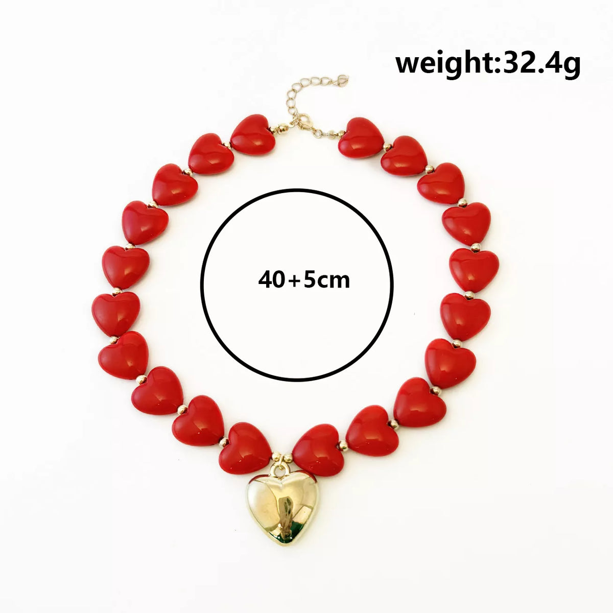 Heart‑Shaped Resin Beaded Necklace - Lilixa.store