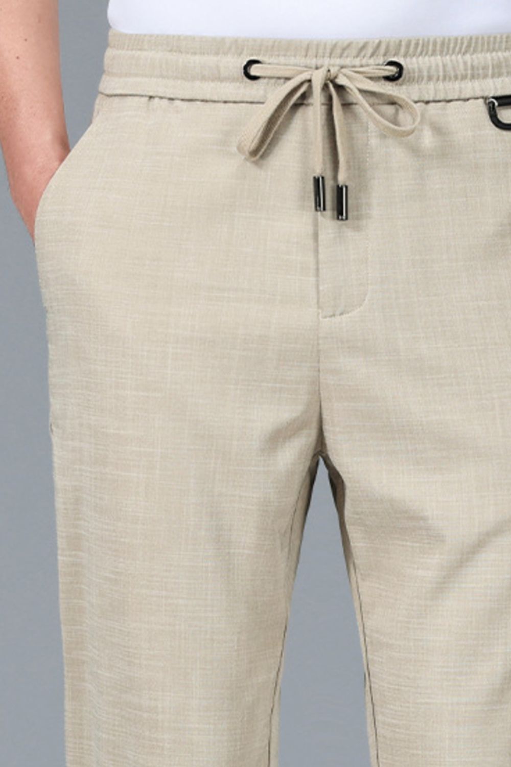 Men's Plus Size Casual Drawstring Straight-Leg Pants, view 3