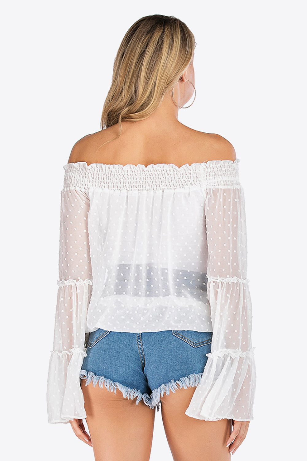 Swiss Dot Off-Shoulder Blouse - Lilixa.store