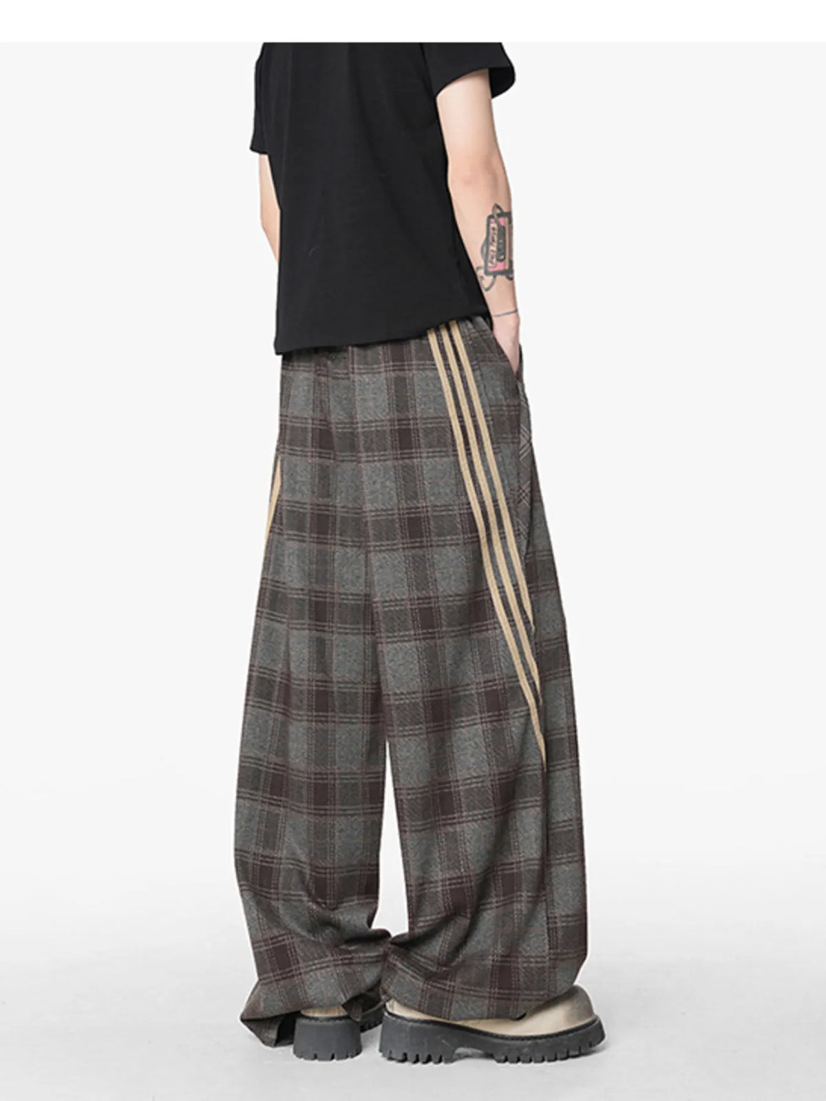 Men's Plaid Wide Leg Casual Pants, view 3