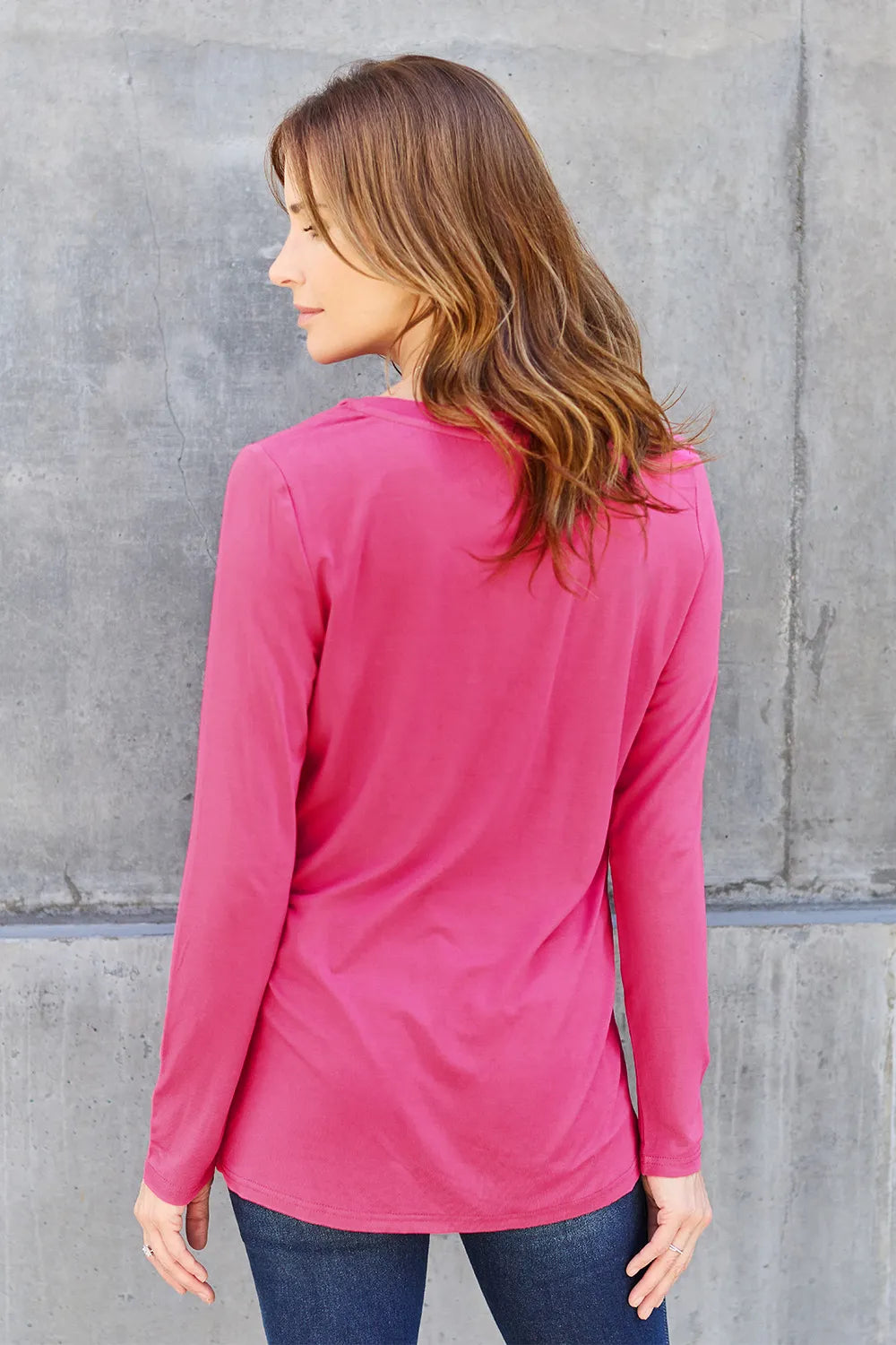 Basic Bae Full Size V-Neck Long Sleeve Top - Lilixa.store