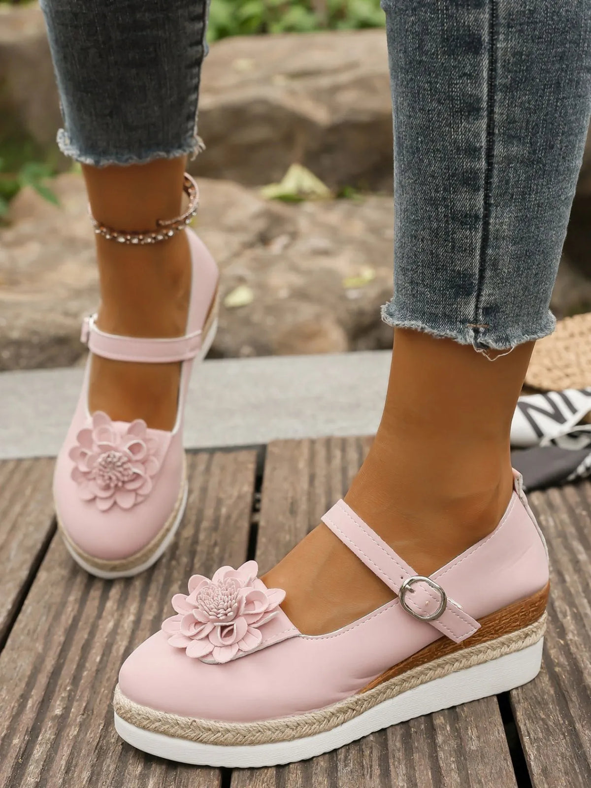Flower Embellished Mary Jane Loafers, view 9