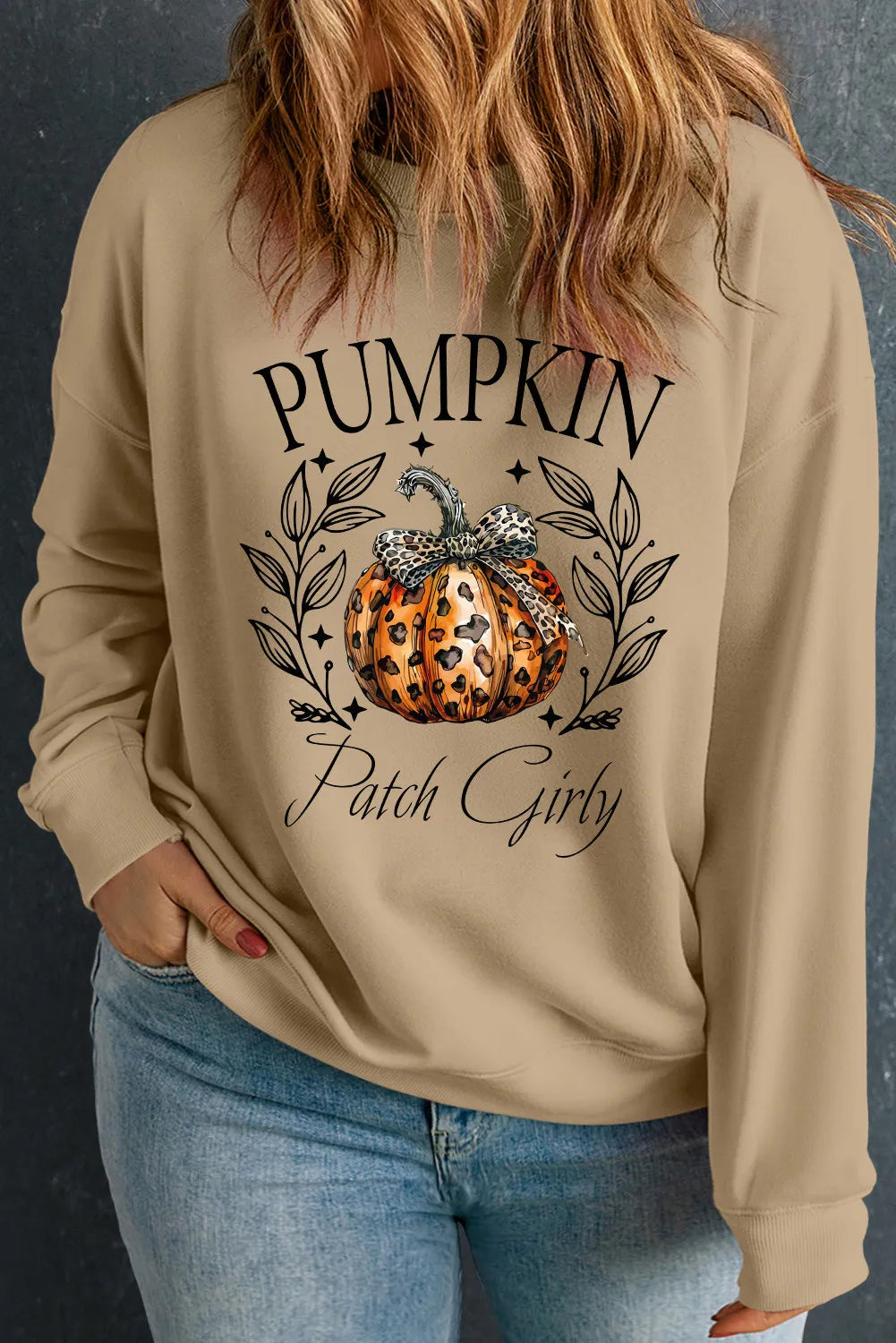Plus Size Pumpkin Graphic Long Sleeve Sweatshirt - Lilixa.store