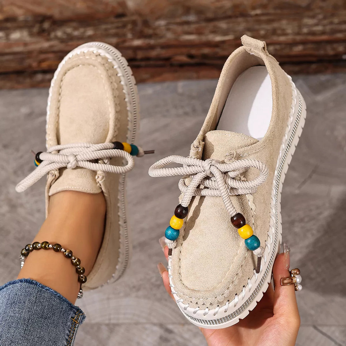 Round Toe Platform Loafers, view 6