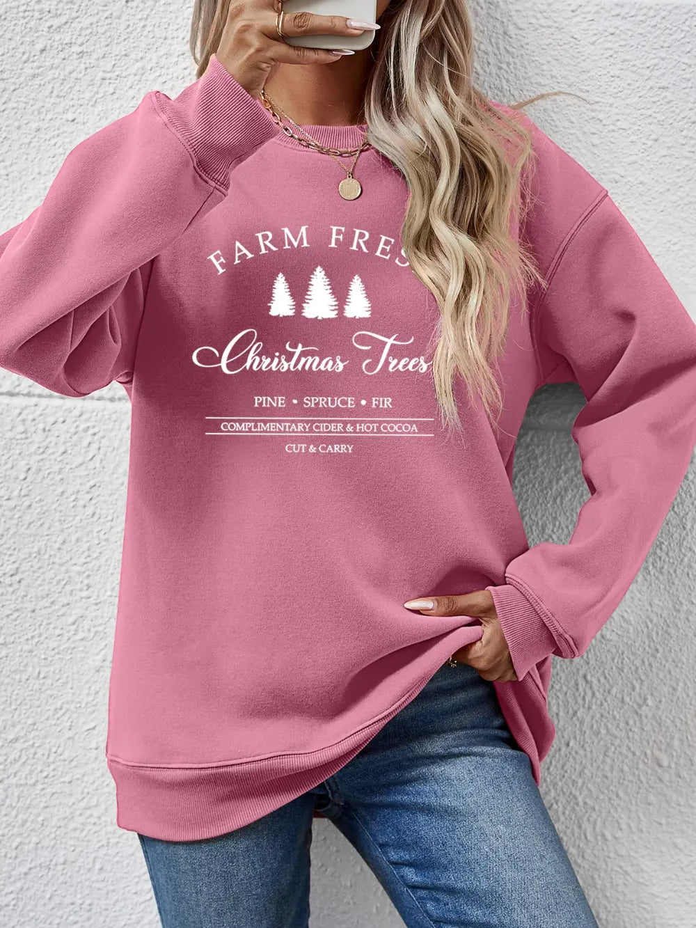 Graphic Round Neck Dropped Shoulder Sweatshirt - Lilixa.store