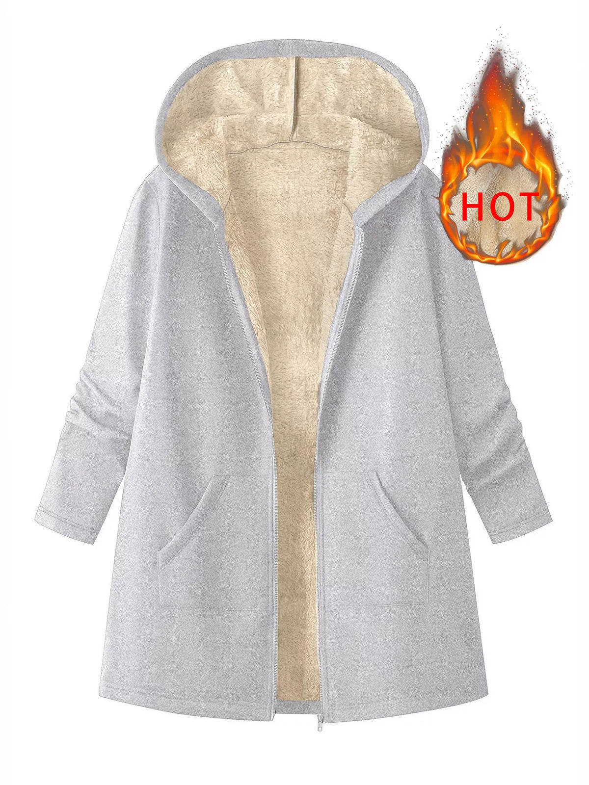 Fleece-Lined Zip Up Hooded Outerwear - Lilixa.store