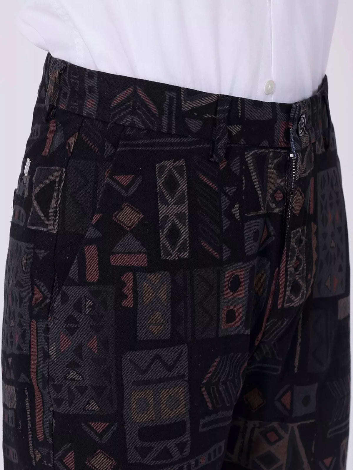 Men's Printed Casual Pants in Black, view 6