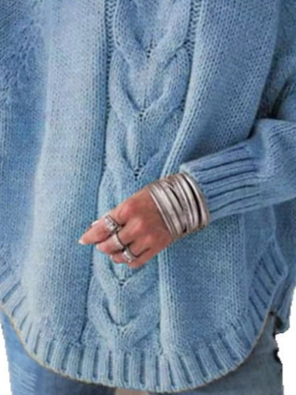 Cable-Knit Long Sleeve Sweater - Lilixa.store