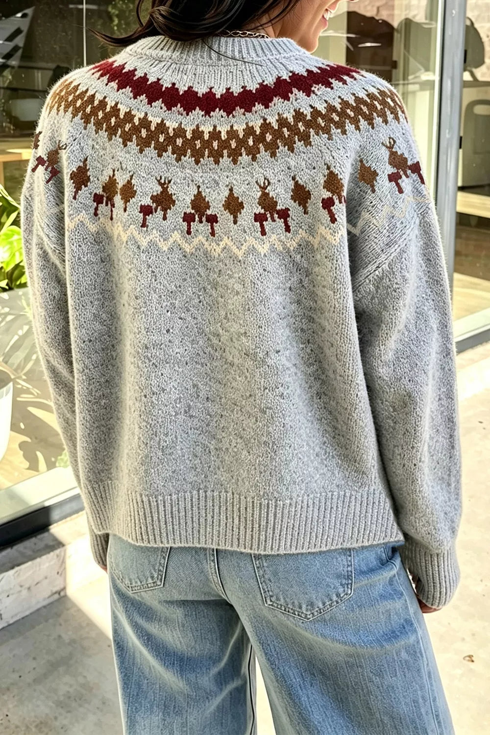 Fair Isle Patterned Crew Neck Sweater